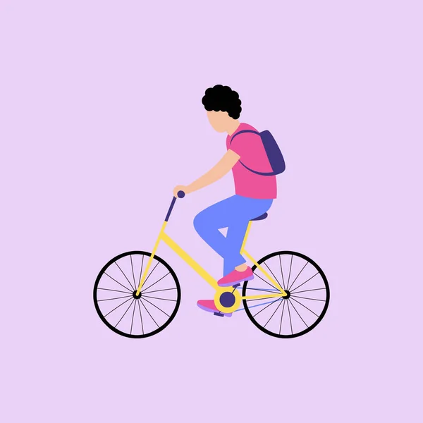 Ilustración Vectorial Del Hombre Bicicleta Montar Bicicleta Estilo Plano — Vector de stock