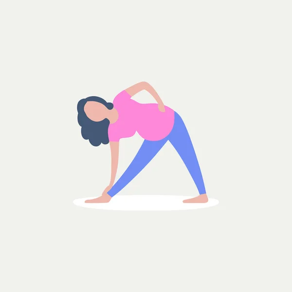 Junge Schwangere Praktiziert Yoga Vektor Illustration Flachen Stil — Stockvektor