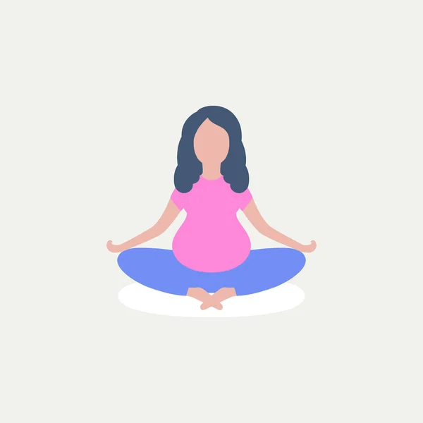 Young Pregnant Woman Practices Yoga Vector Illustration Flat Style — Stock Vector