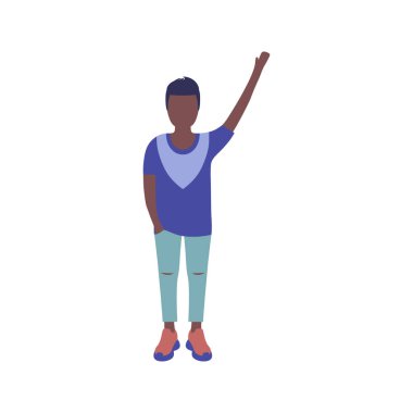 İnsan görüntüsü el sallıyor. Selamlama jesti. Düz bir şekilde vektör illüstrasyonu