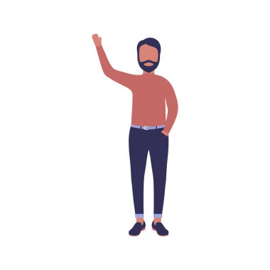 İnsan görüntüsü el sallıyor. Selamlama jesti. Düz bir şekilde vektör illüstrasyonu