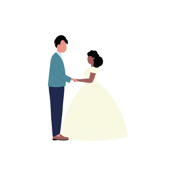 花嫁と新郎とイラスト 平面図のベクトル図 — ストックベクタ