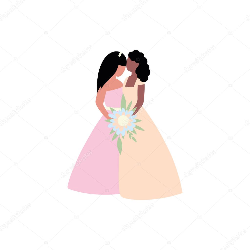 Lesbian wedding illustration. Vector illustration in flat style