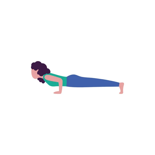 Jonge Vrouw Yoga Houding Vector Illustratie Platte Stijl — Stockvector