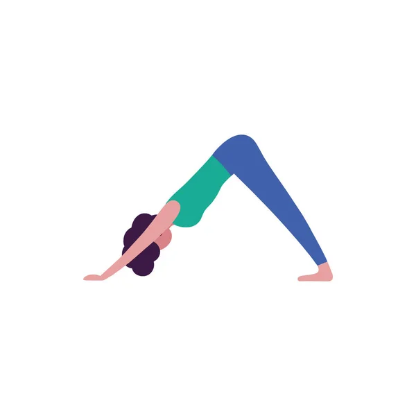 Mujer Joven Pose Yoga Ilustración Vectorial Estilo Plano — Vector de stock