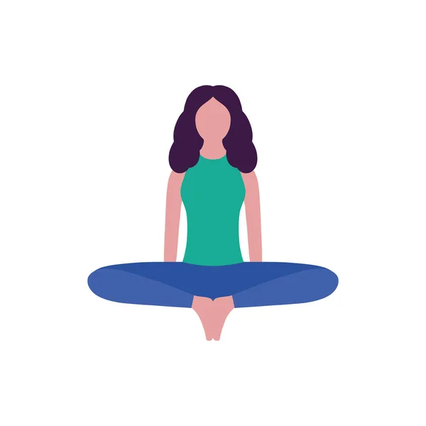 Mujer Joven Pose Yoga Ilustración Vectorial Estilo Plano — Archivo Imágenes Vectoriales