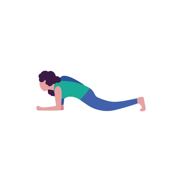 Mujer Joven Pose Yoga Ilustración Vectorial Estilo Plano — Archivo Imágenes Vectoriales