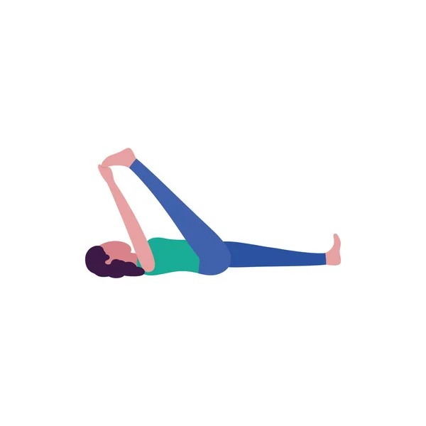 Mujer Joven Pose Yoga Ilustración Vectorial Estilo Plano — Vector de stock