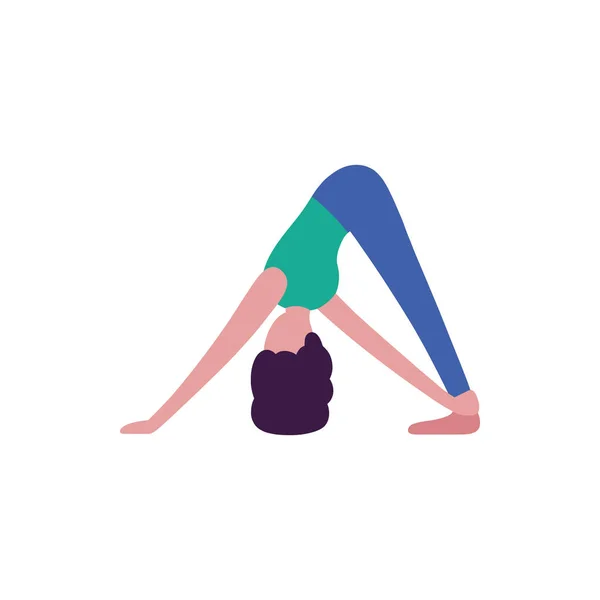 Jeune Femme Posture Yoga Illustration Vectorielle Style Plat — Image vectorielle