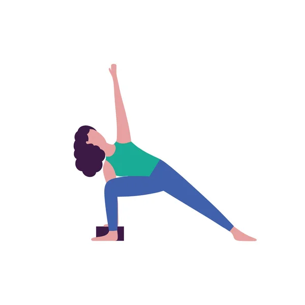 Mujer Joven Pose Yoga Ilustración Vectorial Estilo Plano — Vector de stock