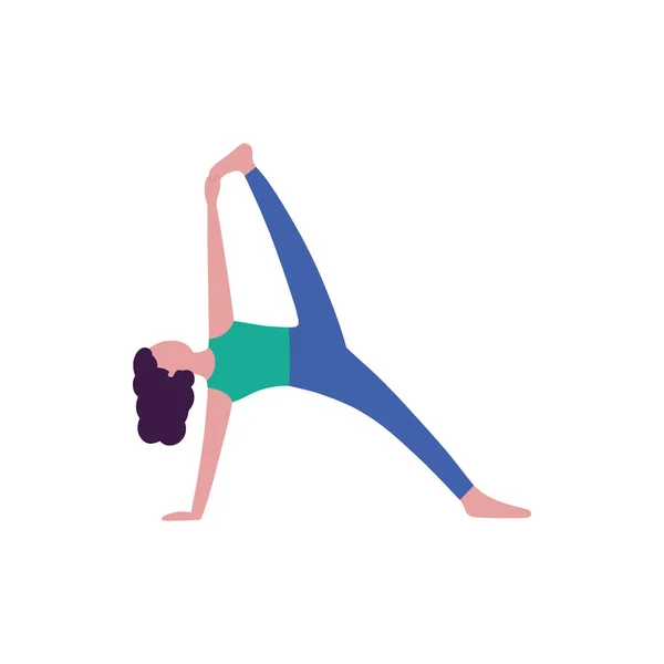 Jeune Femme Posture Yoga Illustration Vectorielle Style Plat — Image vectorielle