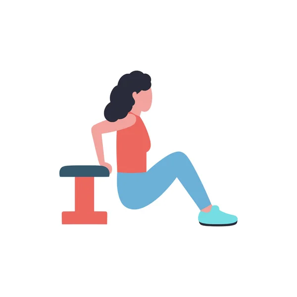 Illustration Jeunes Femmes Effectuant Des Exercices Isolés Sur Fond Clair — Image vectorielle