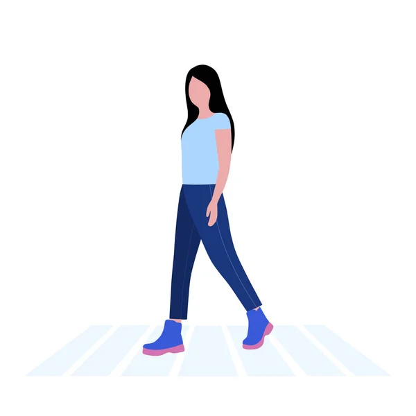 Illustration Une Jeune Femme Qui Marche Style Rue — Image vectorielle