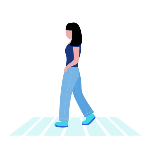 歩く若い女性のイラスト ストリートスタイル — ストックベクタ