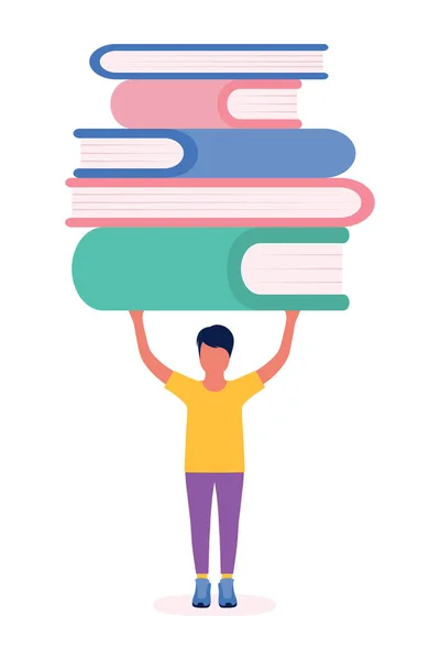 Oktatási Koncepció Könyvek Olvasása Ismeretszerzés Vektoros Illusztráció Lapos Stílusban — Stock Vector