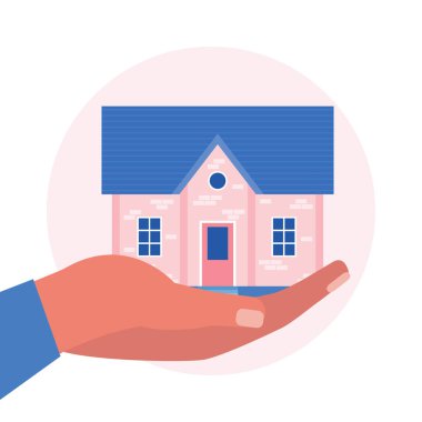 Mülk, kira, ev kredisi alma kavramı. Düz bir şekilde vektör illüstrasyonu