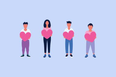 İnsanların kocaman kalpleri var. Sevgililer Günü için İllüstrasyon