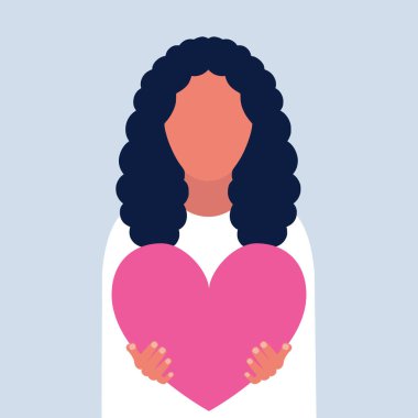 Kadının kocaman kalpleri var. Sevgililer Günü için İllüstrasyon