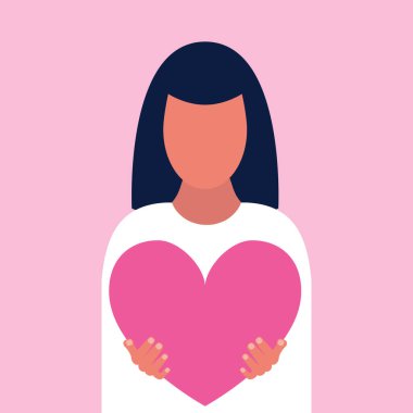 Kadının kocaman kalpleri var. Sevgililer Günü için İllüstrasyon