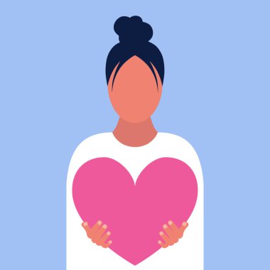 Kadının kocaman kalpleri var. Sevgililer Günü için İllüstrasyon