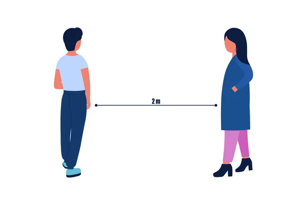 Concepto Distanciamiento Social Ilustración Vectorial Estilo Plano — Archivo Imágenes Vectoriales