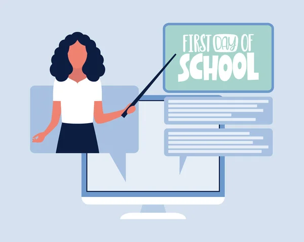 Konzeptillustration Des Online Lernens Lehrertag Videostunde Webinar Handgezeichneter Schriftzug Von — Stockvektor
