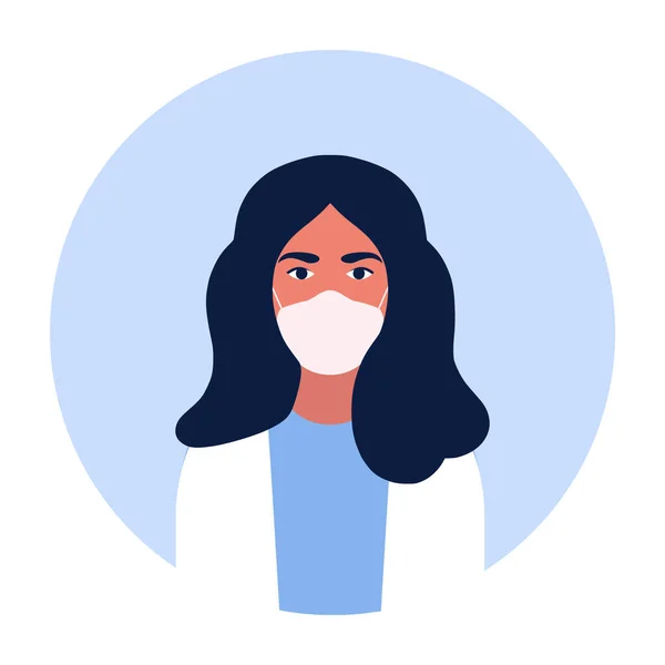 Dokter Met Medisch Masker Vector Illustratie Een Platte Stijl — Stockvector