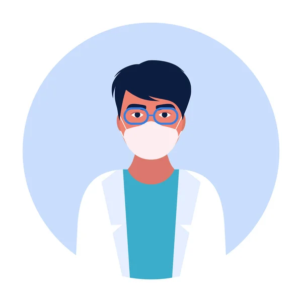 Doctor Máscara Médica Ilustración Vectorial Estilo Plano — Vector de stock
