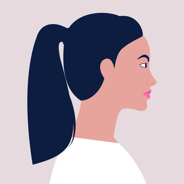 Frauengesicht Profil Vektor Illustration Flachen Stil — Stockvektor