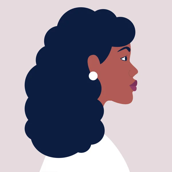 Das Gesicht Der Afrikanerin Profil Vektor Illustration Flachen Stil — Stockvektor