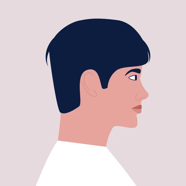 Man Face Profile Vector Illustration Flat Style — Stock Vector
