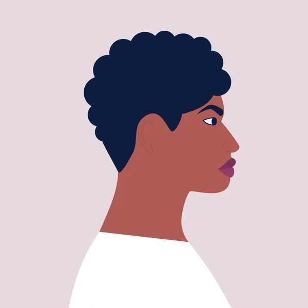 Das Gesicht Des Afrikaners Profil Vektor Illustration Flachen Stil — Stockvektor
