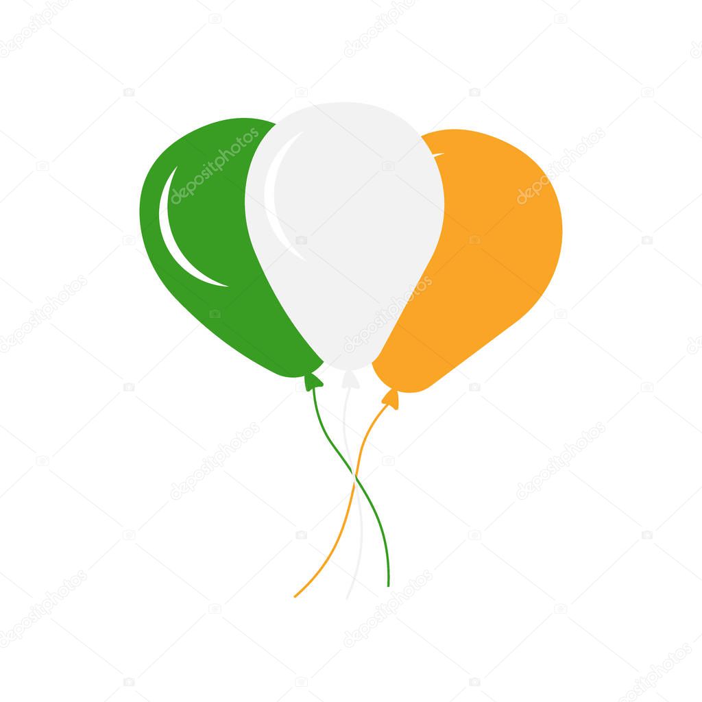 Set of balloons in the colors of the Irish flag isolated on white background, illustration. - Vector