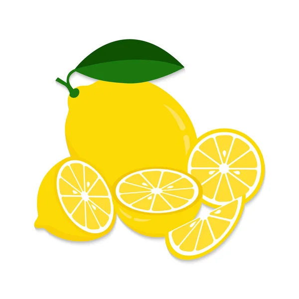 Zitronenscheiben Frische Zitrusfrüchte Halb Geschnittene Zitronen Und Gehackte Zitrone — Stockvektor