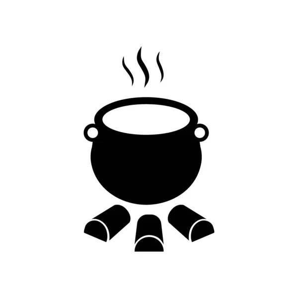 Cauldron Hot Potion Vector Icon Isolated White Background — Stock Vector