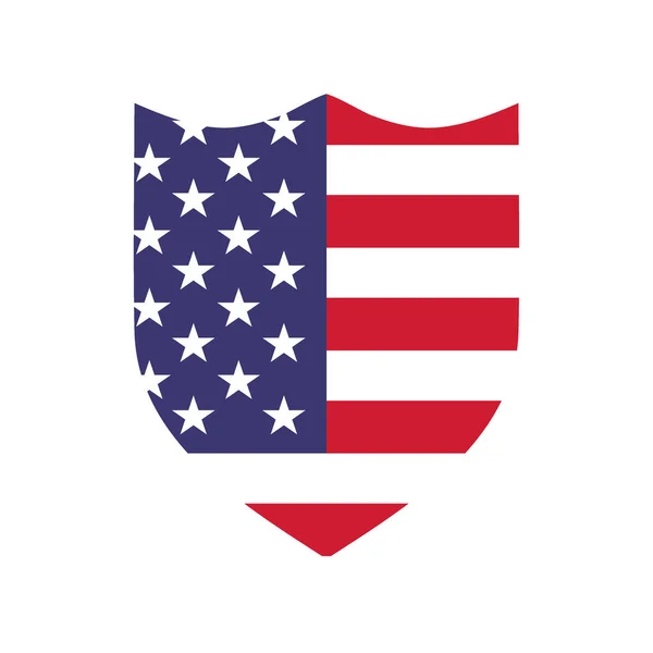 Escudo con EE.UU. icono de la bandera americana — Vector de stock