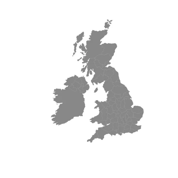 Die Landkarte Großbritanniens Grau Auf Weißem Hintergrund — Stockvektor
