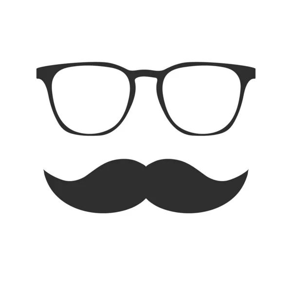 Icono de bigote y gafas en blanco. — Vector de stock