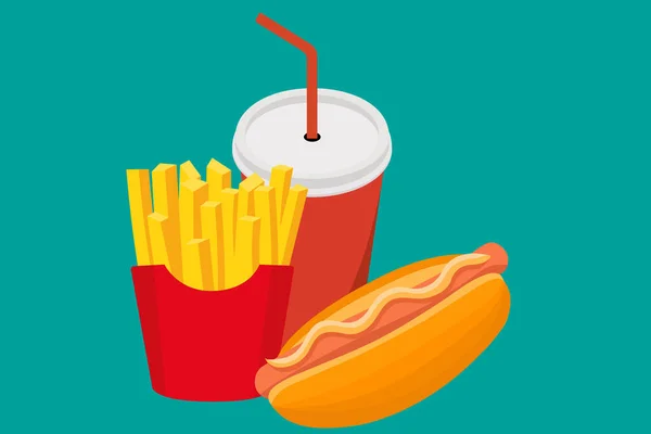 Kleurrijke Fast food vector geïsoleerd op witte achtergrond. — Stockvector