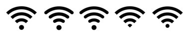 Kablosuz ve kablosuz ağ ikonu. Wi-fi sinyal sembolü. İnternet Bağlantısı. Uzak internet erişimi koleksiyonu - stok vektörü.