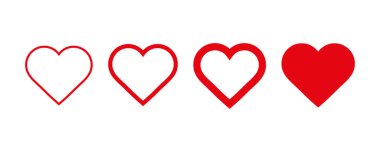 Kalp vektör simgeleri. İzole edilmiş aşk sembolleri dizisi.