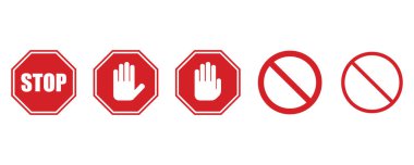 Kırmızı ve beyaz dur işaretleri, sürücüleri uyarmak için trafik işaretleri 