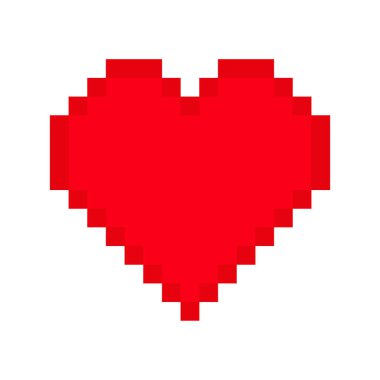 Beyaz arkaplanda piksel kalp simgesi