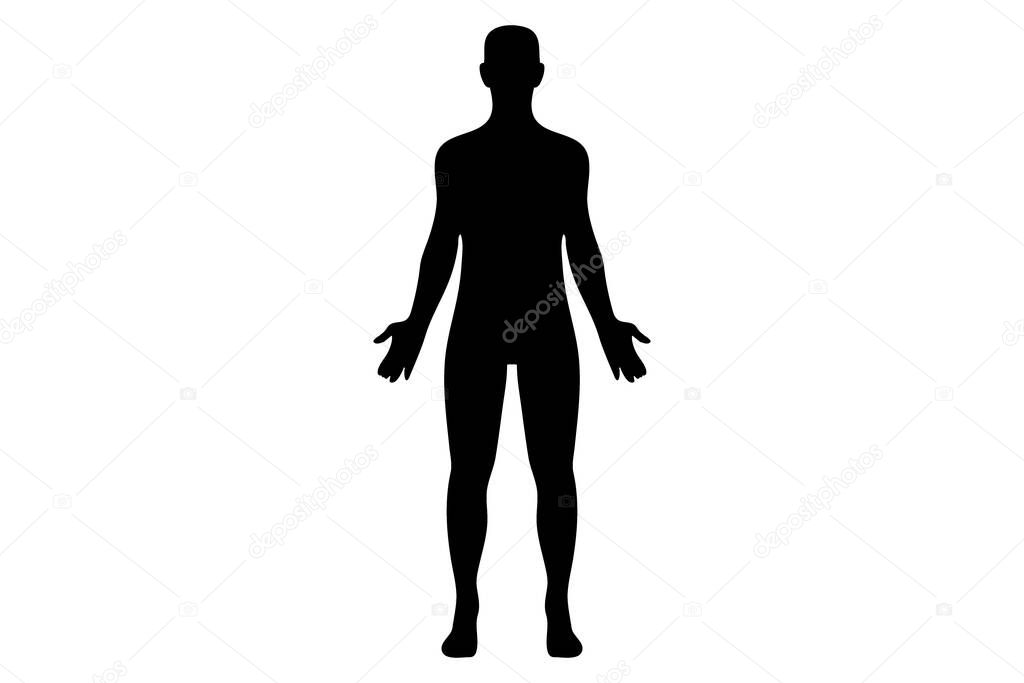 A stylised unisex human figure standing in silhouette