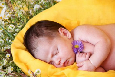 Benim küçük prensesim papatya çelenk içinde!