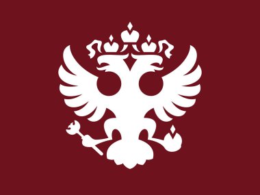 Russian crest pictogram. Modern vector illustration with two headed eagle on rad background. Easy use and edit. clipart