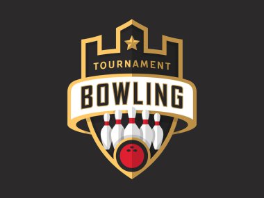 Logo Bovling. Turnuva spor şablon. Modern vektör çizim, etiket ve rozet tasarımı.
