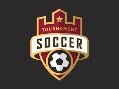 Futbol futbol logosu. Turnuva spor şablon. Modern vektör çizim, etiket ve rozet tasarımı.