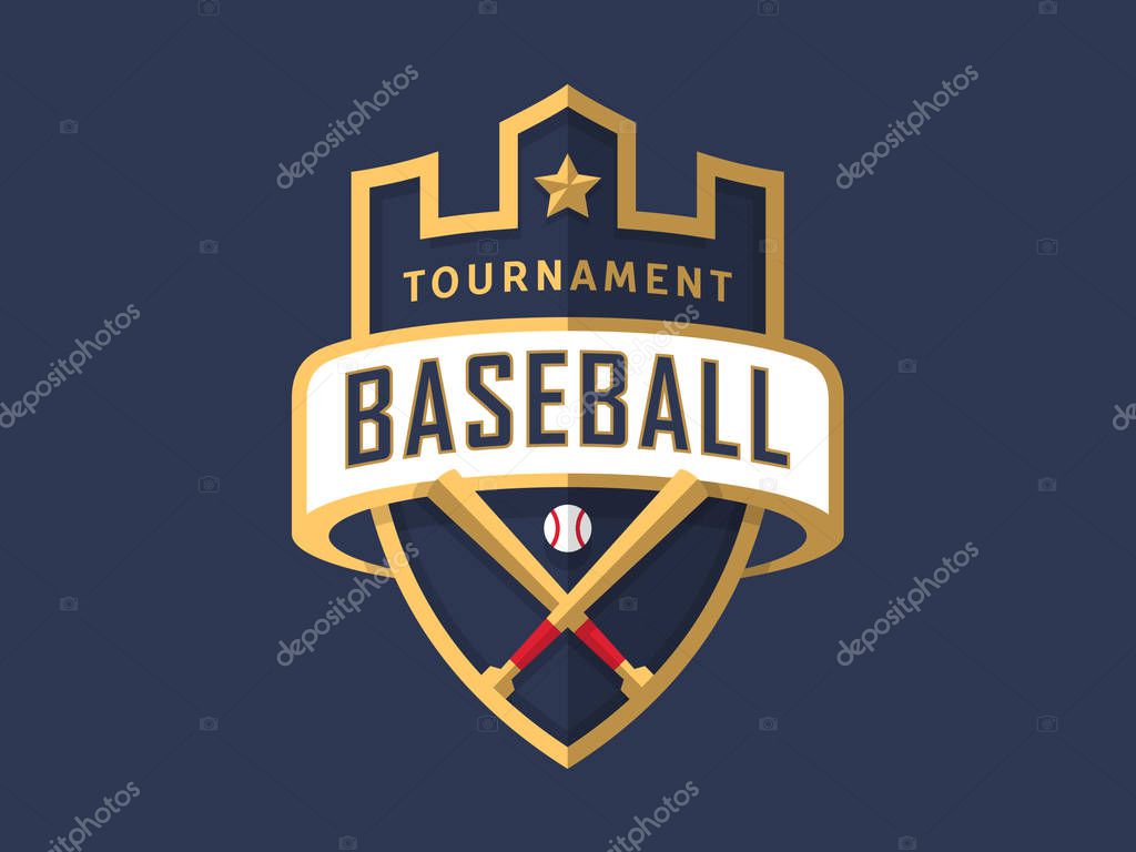 Baseball logo. Tournament sports template. Modern vector illustration, label and badge design.