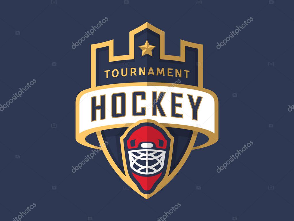 Hockey logo. Tournament sports template. Modern vector illustration, label and badge design.